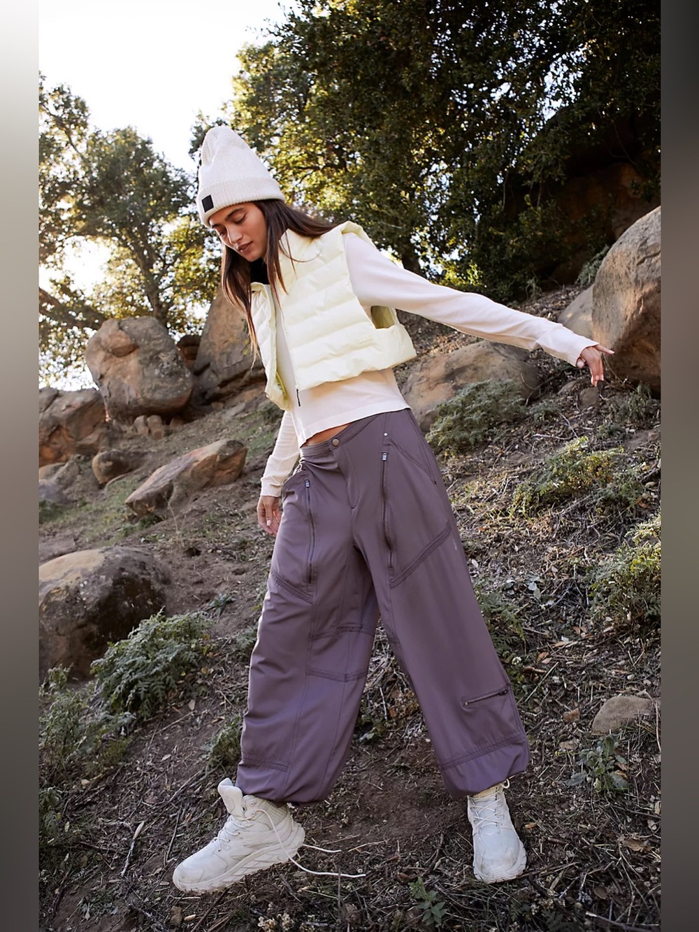 Free people Movement front runner plum boho nylon balloon hiking active pants